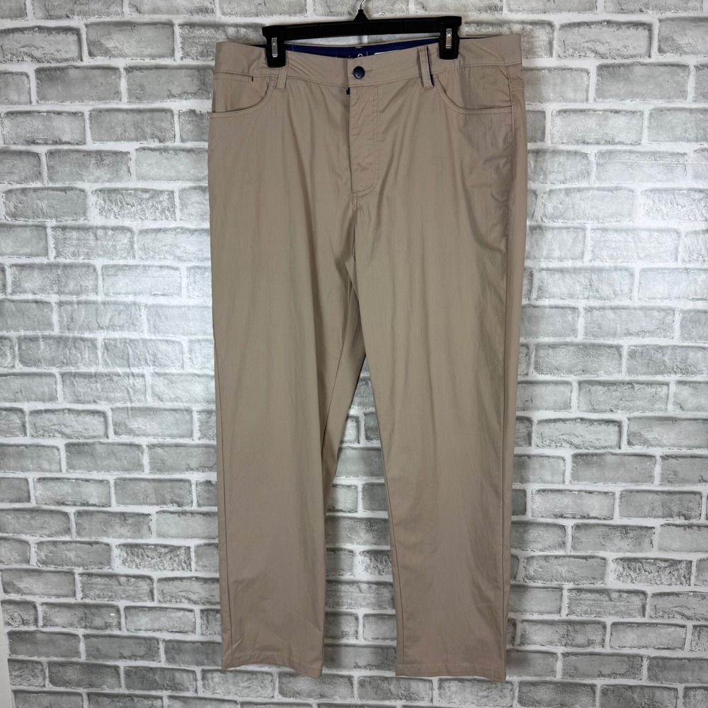 Johnnie-O Prep-Formance Mens Pants 36x30 Light Khaki JMPA1200 Stretch Chino Golf